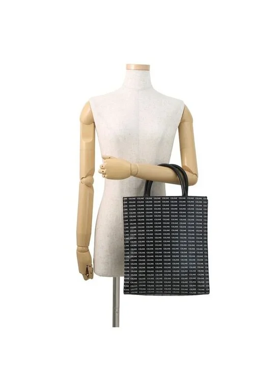 Celine Tote Small Vertical Cabas Logo All Over Pattern 2-Way Black - Picture 4 of 10